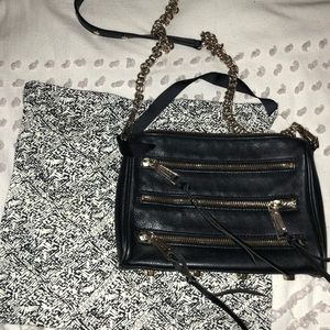 Rebecca Minkoff 5 Zip Crossbody - Black with Gold